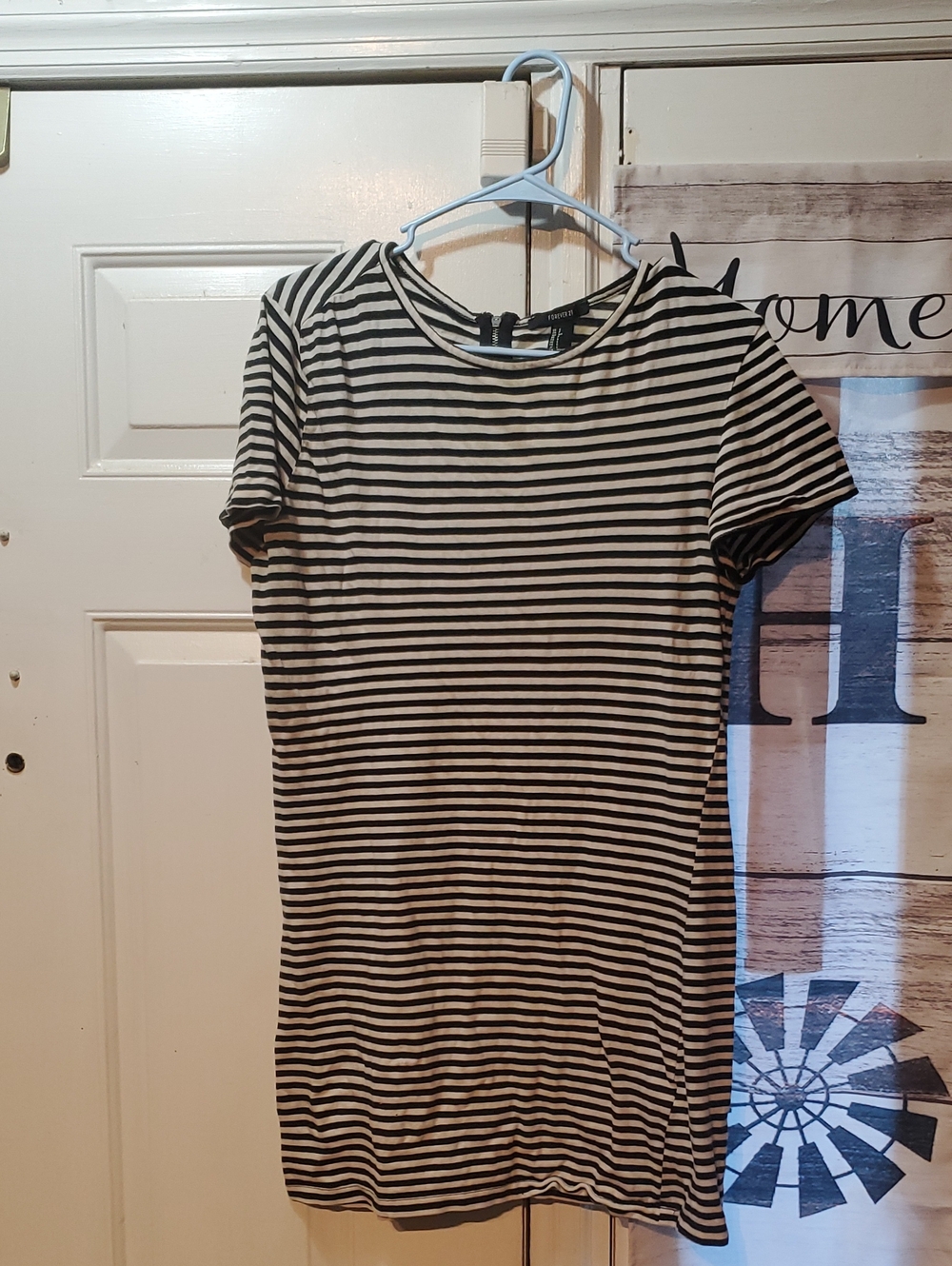 Forever 21 Black and White Striped Midi Dress